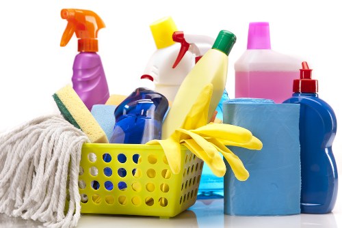 Professional carpet cleaning machine in a tidy workspace